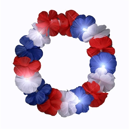 Endless Games Light Up Flower Hawaiian Stretch Crown for 4th of July, Red, White & Blue EN3332885